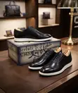 Men's Black Leather Dress Sneakers - 1