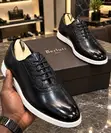 Men's Black Leather Dress Sneakers - 3