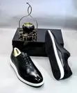 Men's Black Leather Dress Sneakers - 4