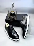 Men's Black Leather Dress Sneakers - 5