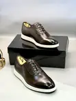 Berluti Dark Coffee Leather Hybrid Dress Shoes - 4