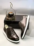 Berluti Dark Coffee Leather Hybrid Dress Shoes - 5