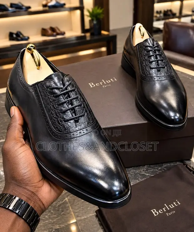 Berluti Embossed Crocodile-Pattern Leather Dress Shoes - 1