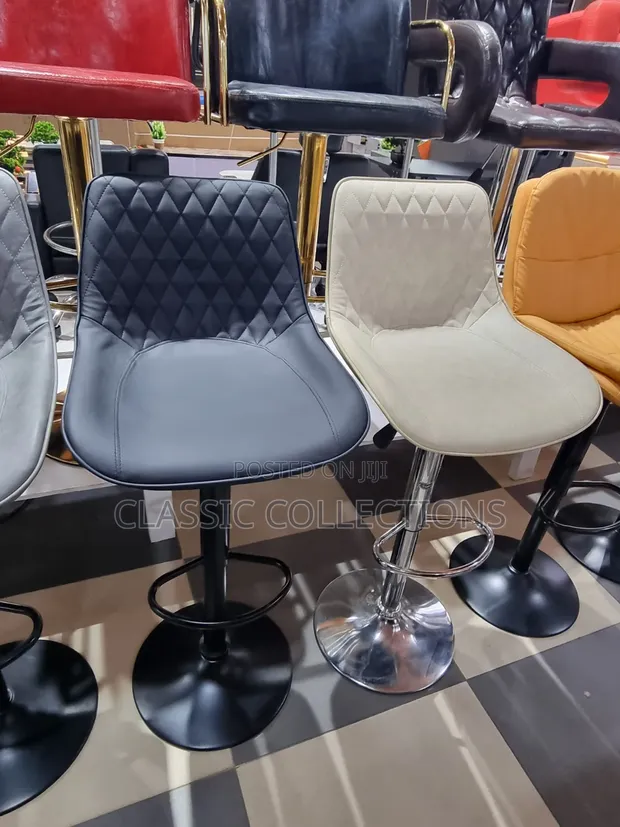 Adjustable Matte Black Bar Stool - 1