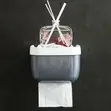 Wall Mounted Toilet Roll Holder with Storage - Black/White - 2