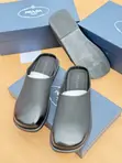 Prada Black Leather Slippers - Men's Luxury - 2