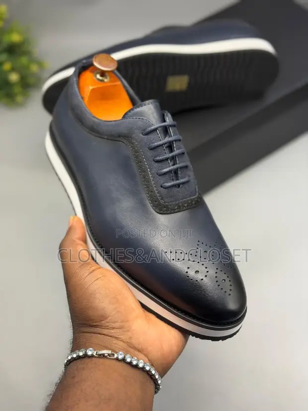 Berluti Navy Blue Leather Men's Easywear Shoes - 1