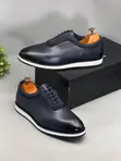 Berluti Navy Blue Leather Men's Easywear Shoes - 4