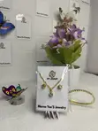 Gold Crystal Pendant Necklace and Stud Earrings Set - 2