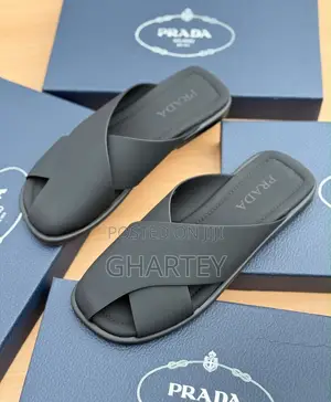 Men's High Quality Leather Prada Slippers