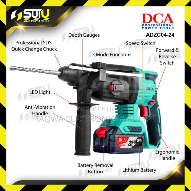 DCA ADZC04-24 20V MAX Cordless Brushless Rotary Hammer - 1