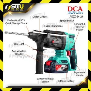 DCA ADZC04-24 20V MAX Cordless Brushless Rotary Hammer