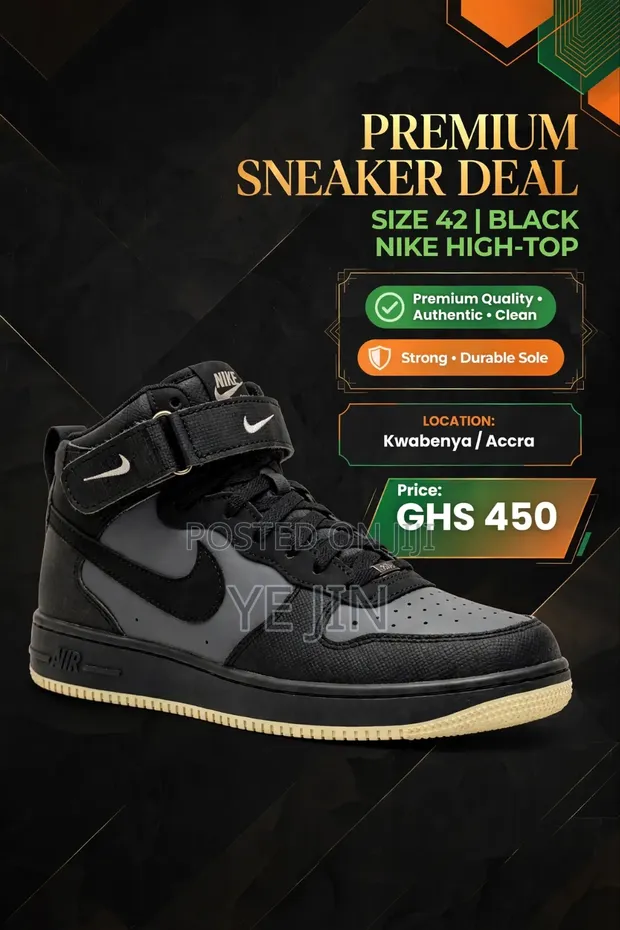 Nike High-Top Sneakers - Size 42, Black - 1