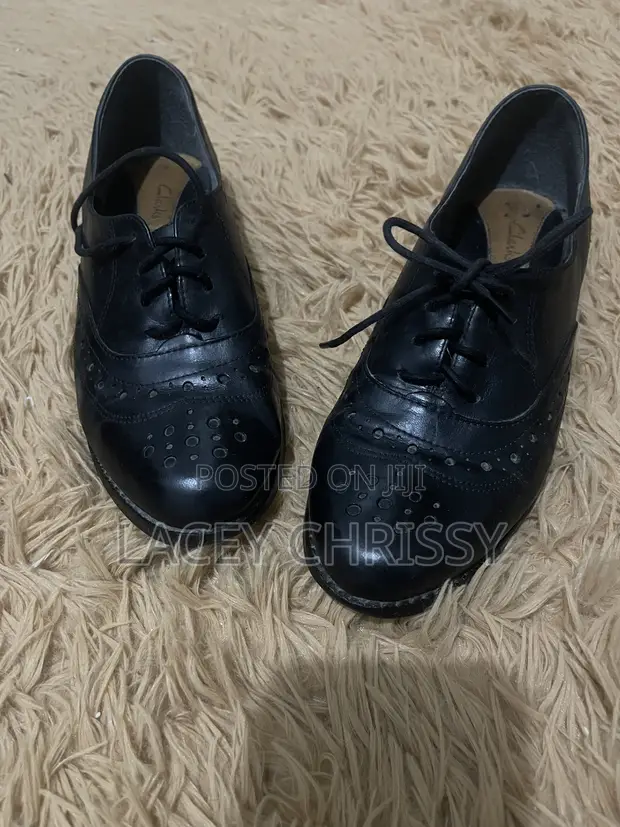 Clarks Black Leather Oxford Brogue Shoes - 1