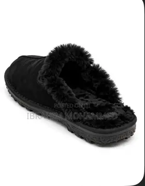 Men's Cozy Grey Fur Slipper - Warm Indoor