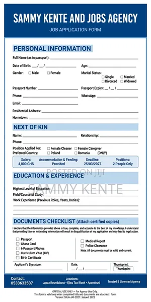 Sammy Kente and Jobs Agency: Poland & Romania Cleaning Jobs