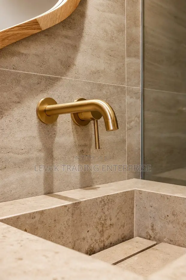 Gold Wall-Mounted Concealed Water Tap - 1