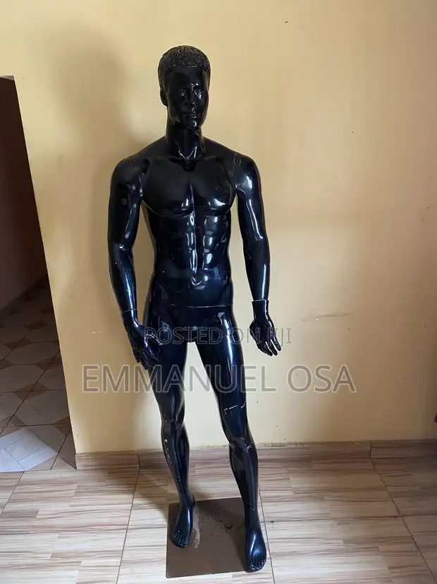 Full-Body Glossy Black Male Mannequin - 1