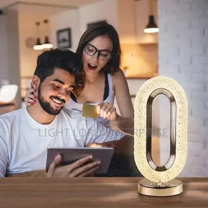 Dimmable Crystal Desk Touch Lamp with USB Charging