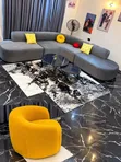 Luxury Yellow Modern Barrel Accent Chair - 3