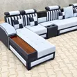 Luxury Grey & White L-Shaped Sectional Sofa – 7-Seater - 1