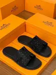 Hermès Oran Black Crystal Studded Slides - 4