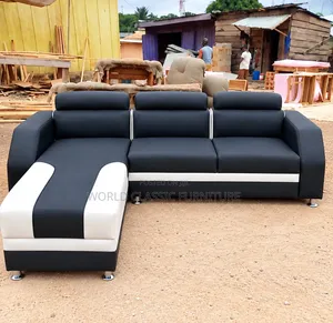 Modern 3-Seater + Chaise Lounge in Black and White