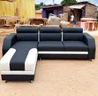 Modern 3-Seater + Chaise Lounge in Black and White - 1