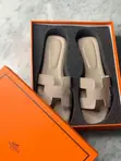 Hermès Oran Slippers - White Epsom Leather - 1