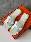Hermès Oran Slippers - White Epsom Leather - 4