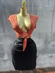 Windsor Tan Tie Top and Skirt Combo - 1