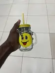 Glass Drinking Jar with Handle and Straw - 3