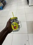 Glass Drinking Jar with Handle and Straw - 4