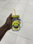 Glass Drinking Jar with Handle and Straw - 5