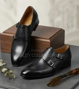 Double Black Monk Strap Shoes