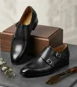 Double Black Monk Strap Shoes - 1