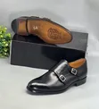 Double Black Monk Strap Shoes - 2