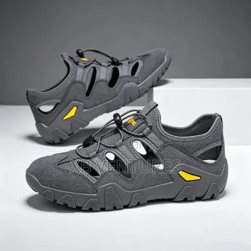 Men's Breathable Hollow Sandals Loafers - Gray - 1