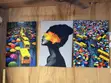 3 Sets Real Cloth Canvas Frame Gold Lady Wall Art - 1