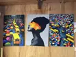 3 Sets Real Cloth Canvas Frame Gold Lady Wall Art - 2
