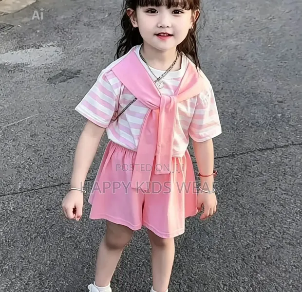 Kids Pink and White Top and Down Set - 1