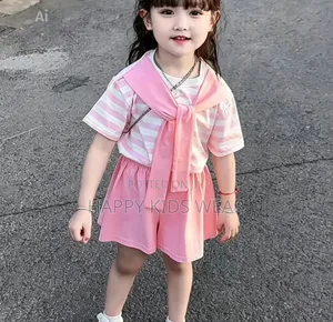 Kids Pink and White Top and Down Set