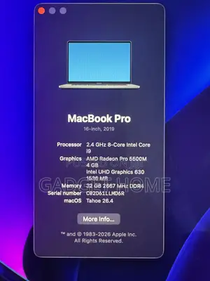 Apple MacBook Pro 2019 16" 32GB RAM Intel Core i9 512GB SSD