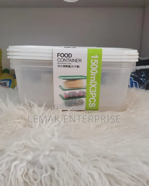 3-Piece Set 1500ml Microwave-Safe Food Storage Containers - 1