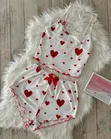 Cute Heart Print 2 Piece Night Wear Set - 2