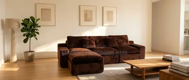 Compressed L-Shape Sofa - Corduroy Velvet - 1