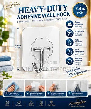 Heavy-Duty Adhesive Wall Hook (2pcs)