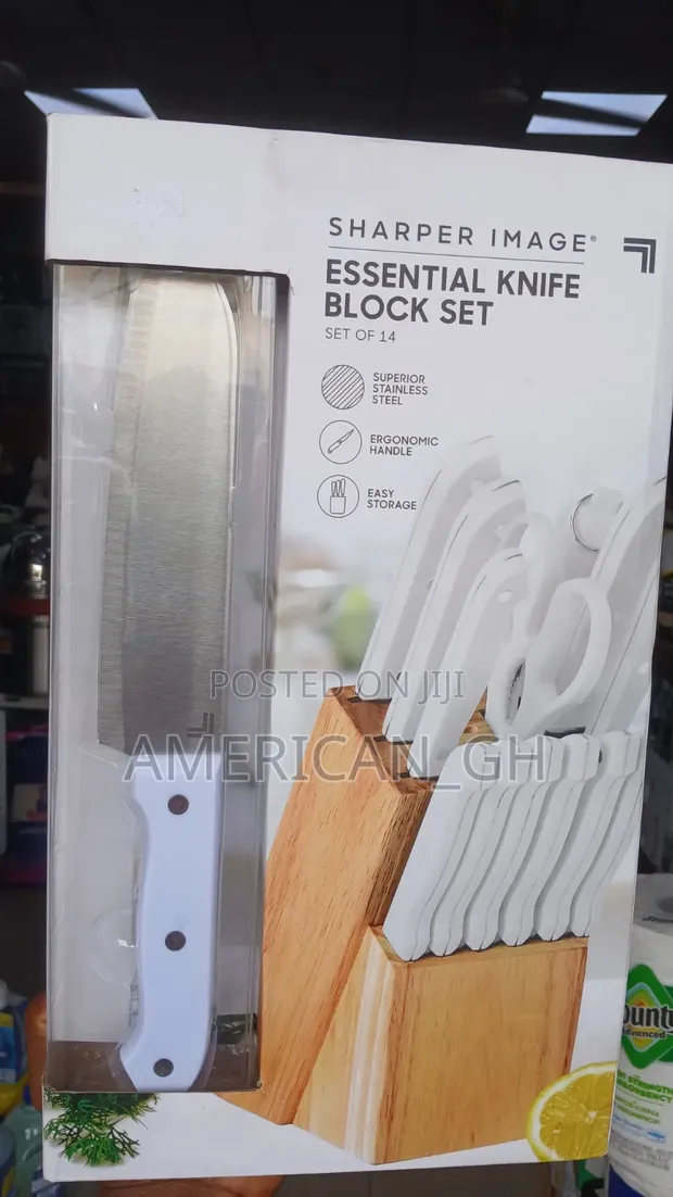 14-Piece Sharper Image Knife Block Set (White) - 1