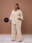 Luxury 2 Piece Linen Set (Beige) - 3