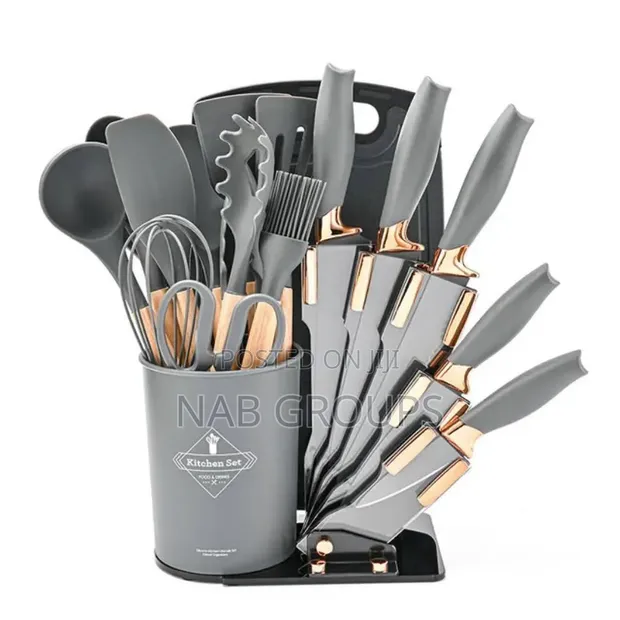 19-Piece Silicone Utensil Set with Acrylic Stand - 1